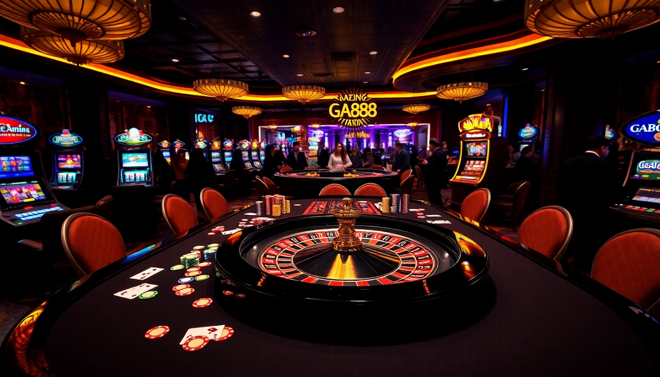 Experience the excitement of GA888 in a luxurious casino setting with vibrant games and high-stakes action.