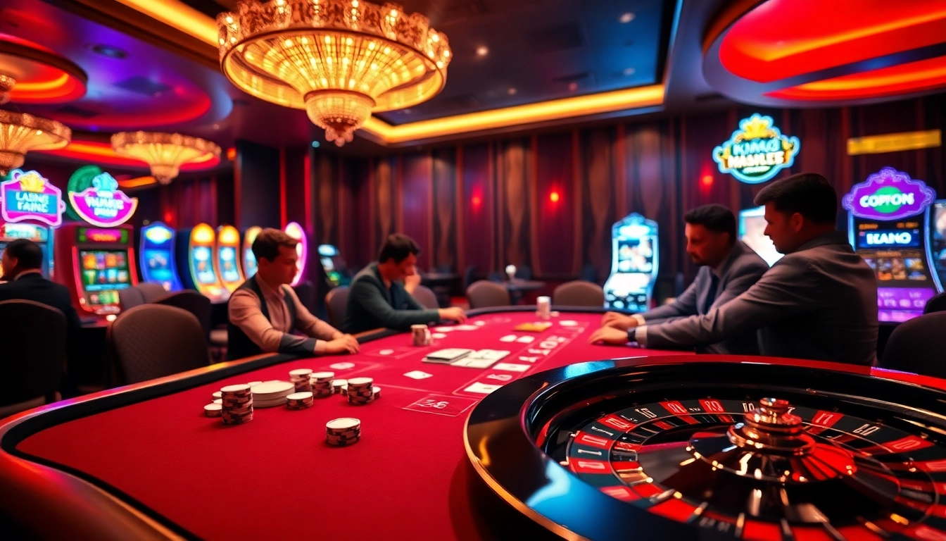 Players enjoying poker at King88, a premier online gambling site with lavish gaming ambiance.