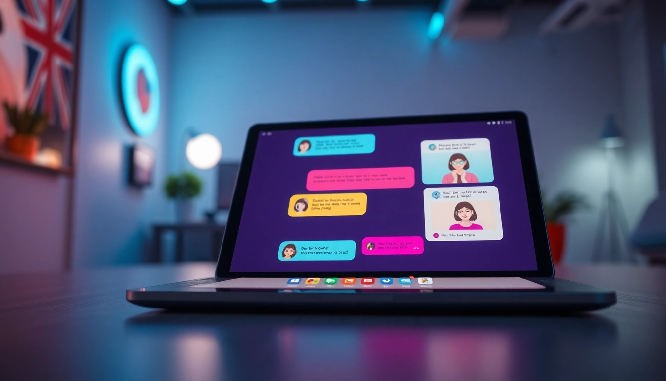 Interactive spicychat AI interface, colorful chat bubbles, engaging conversations