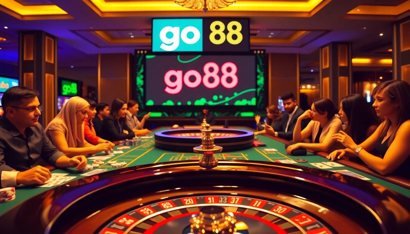 Experience the thrill of go88 with lively casino tables and vibrant gaming elements.