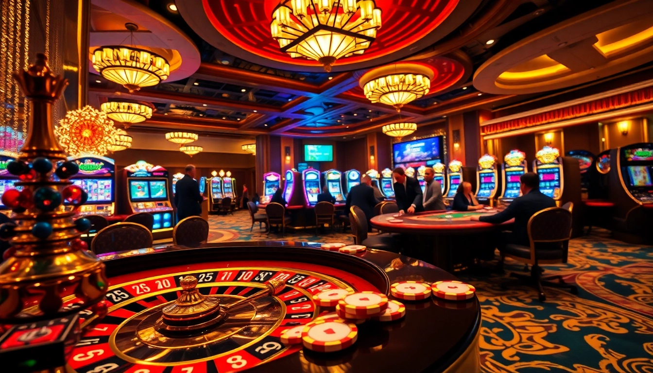 Okking casino scene with exciting slot machines and immersive poker game action.