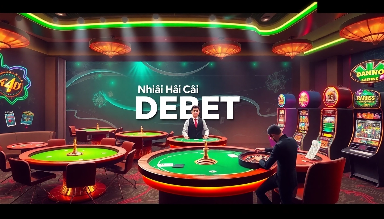 Excited players enjoying a vibrant online gambling experience at Nhà Cái DEBET with various gaming options.