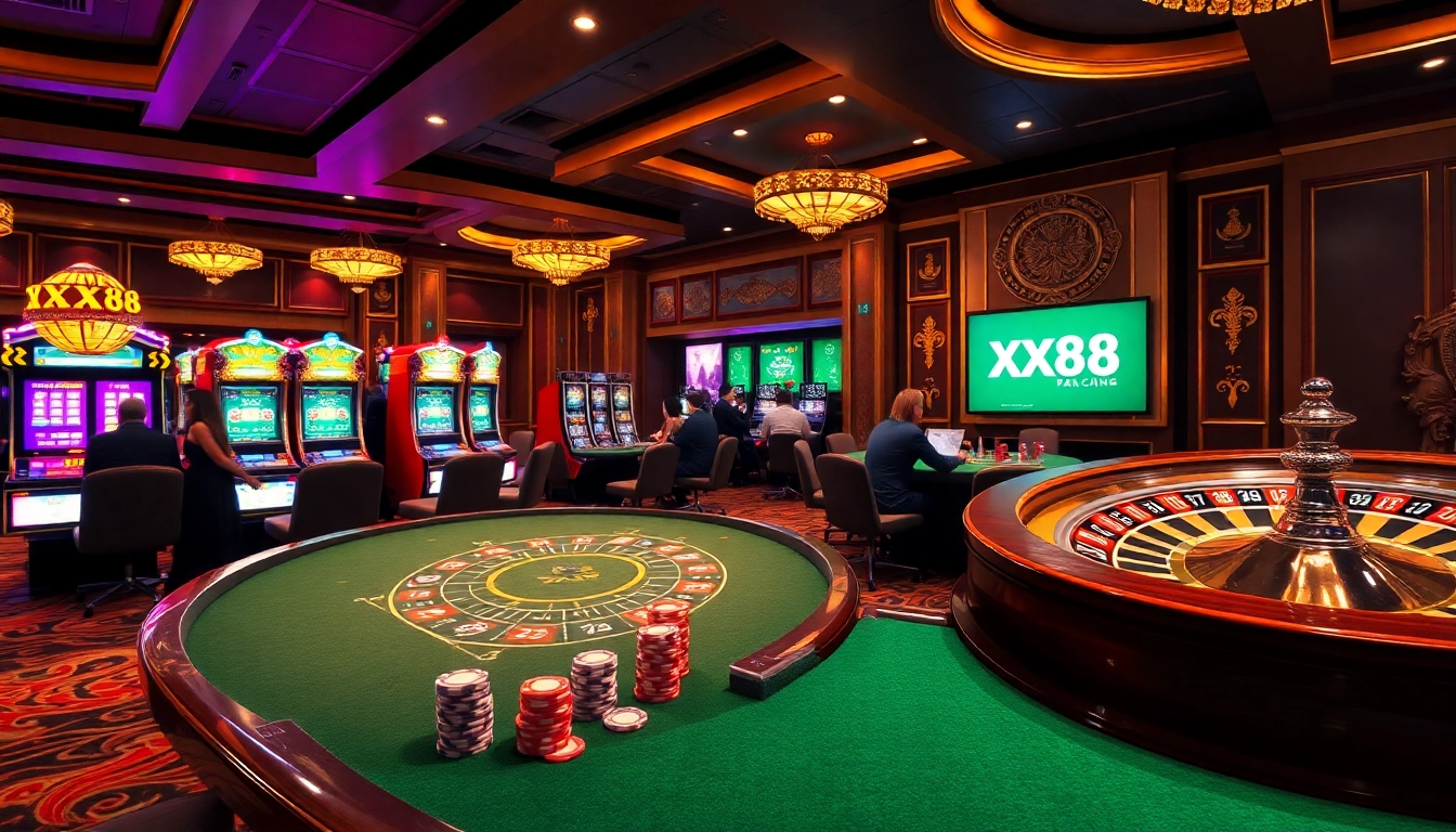 Join the excitement at XX88 casino with vibrant tables and thrilling gambling action.